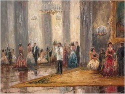 Pozycja Godna Uwagi !!! Scena Rodzajowa w Sali Balowej - Oryg. Christian Stemmeler *1928 (Rozmiar XXL!)