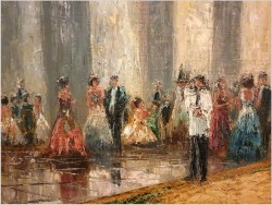 Pozycja Godna Uwagi !!! Scena Rodzajowa w Sali Balowej - Oryg. Christian Stemmeler *1928 (Rozmiar XXL!)