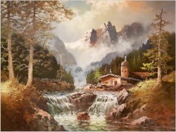 Malarstwo do Salonu! Wasserfal im Wilder Kaiser - Gustaw Weiss/Guwe