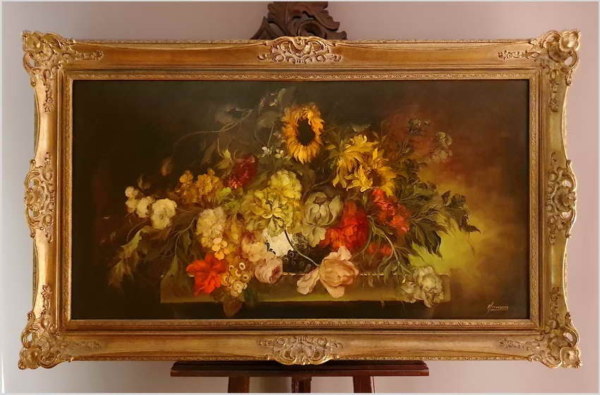 Duży rozmiar! Pałacowy bukiet kwiatowy- Heinrich Garossa *1902