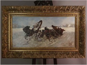 Rosyjskie malarstwo! - Konie w galopie. Rosja XIXw. (150cm x 82cm)