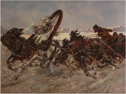 Rosyjskie malarstwo! - Konie w galopie. Rosja XIXw. (150cm x 82cm)