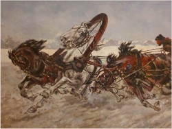 Rosyjskie malarstwo! - Konie w galopie. Rosja XIXw. (150cm x 82cm)