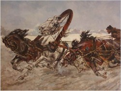 Rosyjskie malarstwo! - Konie w galopie. Rosja XIXw. (150cm x 82cm)