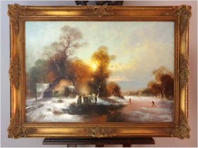 Super malarstwo! Zimowa scena z dziećmi - Gottfried Freyer ur. 1045. 