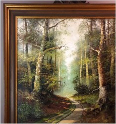 Mistrzowskie malarstwo olejne! Tajemniczy Las - W. Volker (XXw. Niemcy)