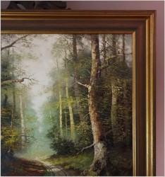 Mistrzowskie malarstwo olejne! Tajemniczy Las - W. Volker (XXw. Niemcy)