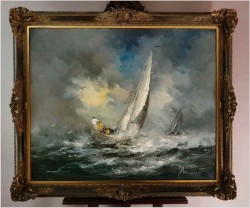 Żaglowiec na wzburzonym morzu - Johannes Hubertus H. BÉVORT *1917