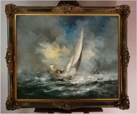 Żaglowiec na wzburzonym morzu - Johannes Hubertus H. BÉVORT *1917