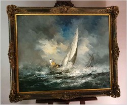 Żaglowiec na wzburzonym morzu - Johannes Hubertus H. BÉVORT *1917