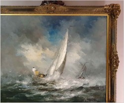 Żaglowiec na wzburzonym morzu - Johannes Hubertus H. BÉVORT *1917