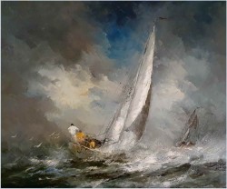 Żaglowiec na wzburzonym morzu - Johannes Hubertus H. BÉVORT *1917