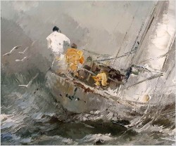 Żaglowiec na wzburzonym morzu - Johannes Hubertus H. BÉVORT *1917