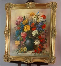 Pałacowe malarstwo! Kwiaty w wazonie - Louisa Medina (ur. 1911 Padwa)