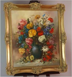 Pałacowe malarstwo! Kwiaty w wazonie - Louisa Medina (ur. 1911 Padwa)