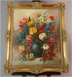 Pałacowe malarstwo! Kwiaty w wazonie - Louisa Medina (ur. 1911 Padwa)