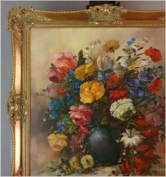 Pałacowe malarstwo! Kwiaty w wazonie - Louisa Medina (ur. 1911 Padwa)