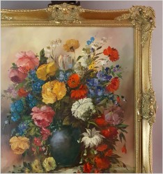 Pałacowe malarstwo! Kwiaty w wazonie - Louisa Medina (ur. 1911 Padwa)