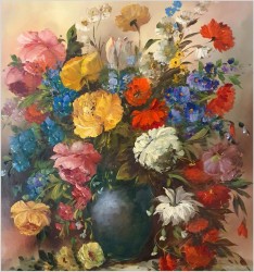 Pałacowe malarstwo! Kwiaty w wazonie - Louisa Medina (ur. 1911 Padwa)