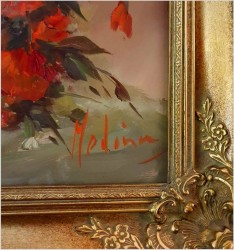 Pałacowe malarstwo! Kwiaty w wazonie - Louisa Medina (ur. 1911 Padwa)