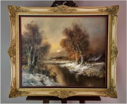 Nokturn! Zimowy zachód słońca - Dieter Lukas Larsen (1936-2001)