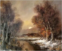 Nokturn! Zimowy zachód słońca - Dieter Lukas Larsen (1936-2001)