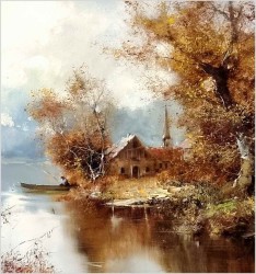 Wędkarz nad wodą - Ingfried Paul Henze-Morro (1925-2013) Rozmiar XXL!