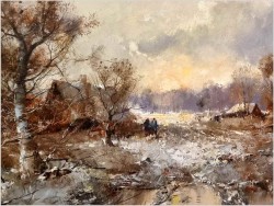 Zimowy krajobraz ze sztafażem - Ingfried Paul Henze-Morro (1925-2013)