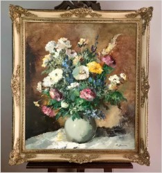 Malarstwo szpachlowe! Kwiaty w wazonie - oryg. Erich Griese *1912