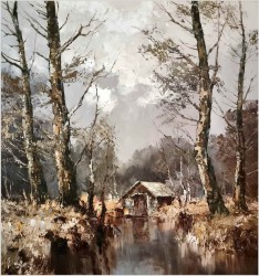 Technika szpachlowa! Leśne rozlewisko - Erich Paulsen *1932