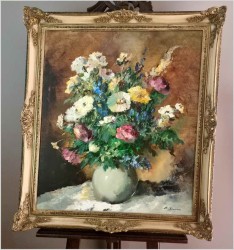 Malarstwo szpachlowe! Kwiaty w wazonie - oryg. Erich Griese *1912