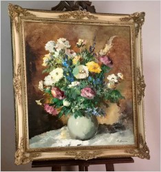 Malarstwo szpachlowe! Kwiaty w wazonie - oryg. Erich Griese *1912