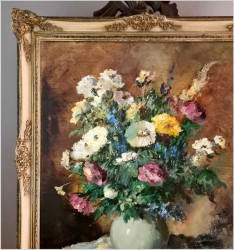 Malarstwo szpachlowe! Kwiaty w wazonie - oryg. Erich Griese *1912