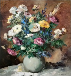 Malarstwo szpachlowe! Kwiaty w wazonie - oryg. Erich Griese *1912