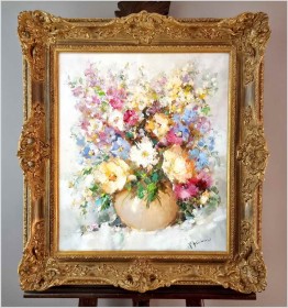 Malarstwo szpachlowe! Kwiaty -Ingfried Paul Henze-Morro (1925-2013)