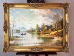 Rybak nad jeziorem Stranbergersee - Gustaw Weiss/Guwe (106cmx96cm)