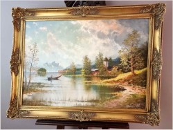Rybak nad jeziorem Stranbergersee - Gustaw Weiss/Guwe (106cmx96cm)