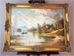 Rybak nad jeziorem Stranbergersee - Gustaw Weiss/Guwe (106cmx96cm)