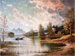 Rybak nad jeziorem Stranbergersee - Gustaw Weiss/Guwe (106cmx96cm)
