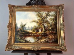 Stary obraz olejny! Piknik w parku - Friedrich Karl Thauer (1924-2009)