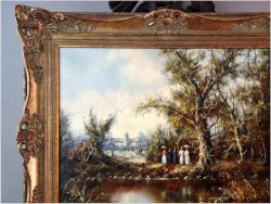 Stary obraz olejny! Piknik w parku - Friedrich Karl Thauer (1924-2009)