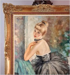 Wspaniały obraz olejny! Balerina - Valet André (Szwajcaria *1924)