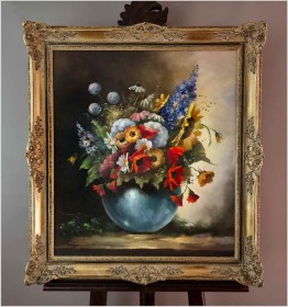 Wiosenne kwiaty w wazonie - sygn. Heinrichs | Niemcy XXw.