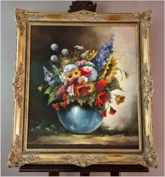 Wiosenne kwiaty w wazonie - sygn. Heinrichs | Niemcy XXw.