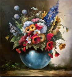 Wiosenne kwiaty w wazonie - sygn. Heinrichs | Niemcy XXw.