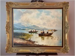 Rybacy na jeziorze Chiemsee - Helmuth Stadelhofer  (1914-1979)