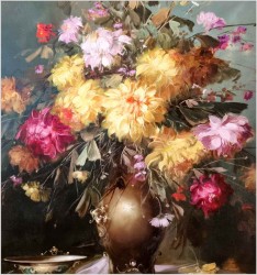 Pałacowe malarstwo! Kwiaty w wazonie - Kömpöczy Balogh Endre (Hungary 1911-1977)