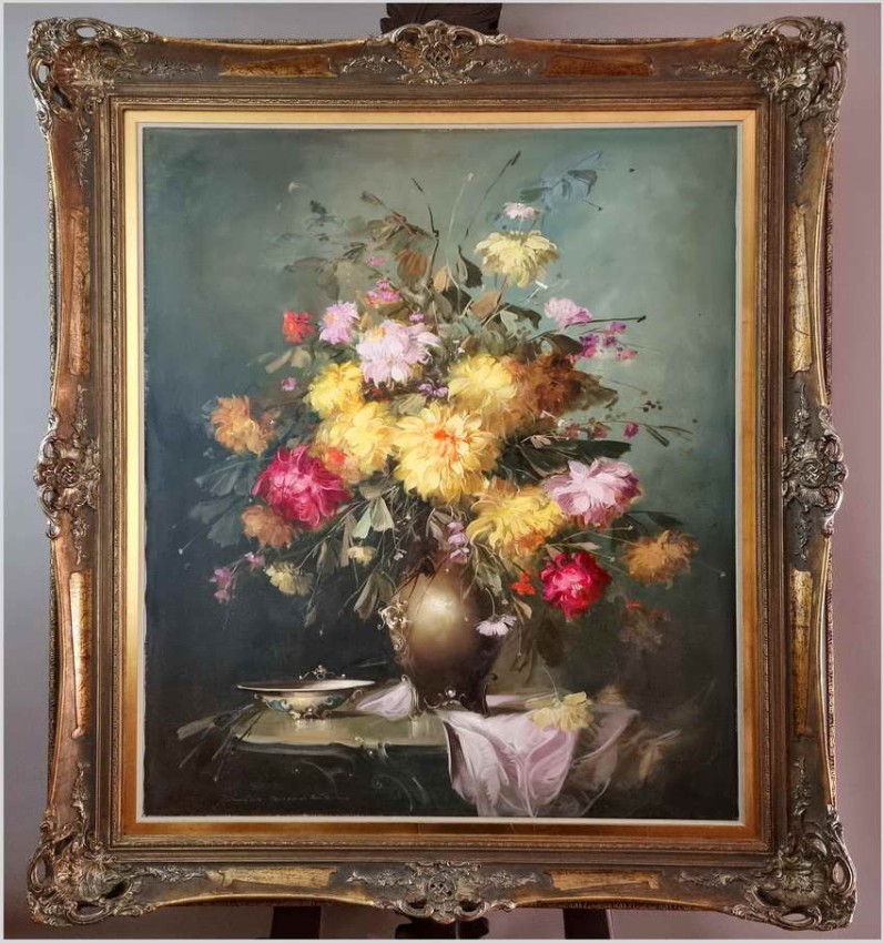 Pałacowe malarstwo! Kwiaty w wazonie - Kömpöczy Balogh Endre (Hungary 1911-1977)