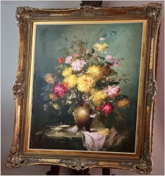 Pałacowe malarstwo! Kwiaty w wazonie - Kömpöczy Balogh Endre (Hungary 1911-1977)