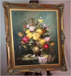 Pałacowe malarstwo! Kwiaty w wazonie - Kömpöczy Balogh Endre (Hungary 1911-1977)